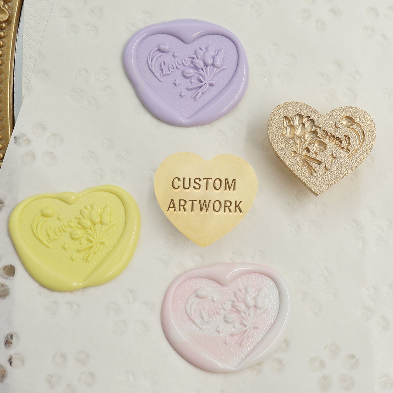 Heart Shape Custom Design Wax Seal Stamp with Your Artwork AD-1