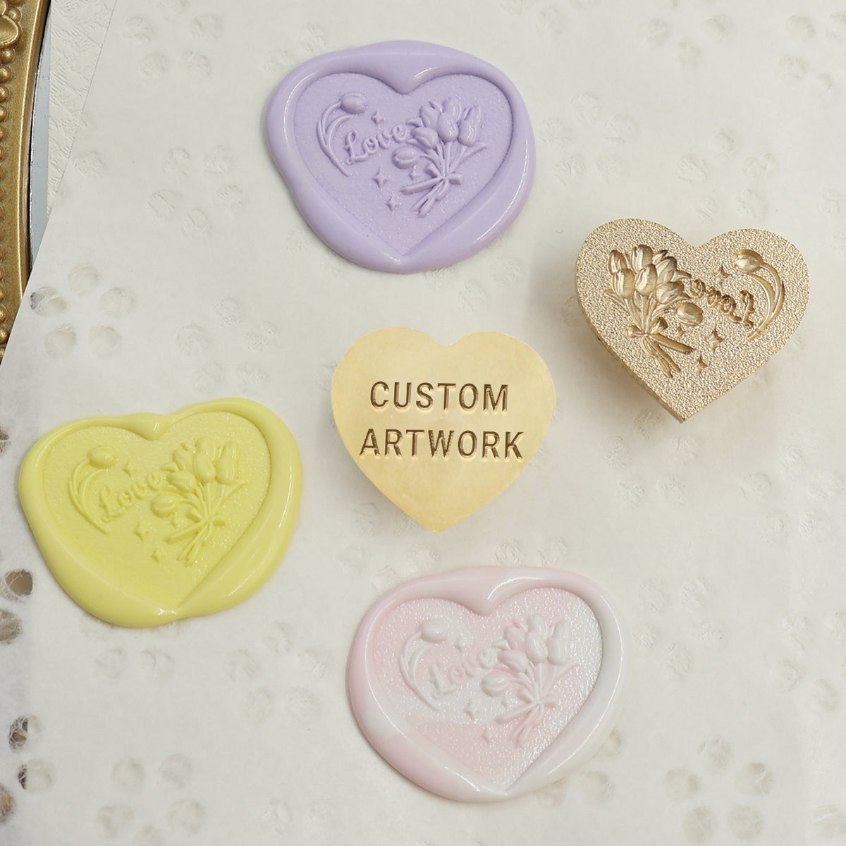 Custom Wax Seal Stamp - Heart Shape Custom Design Wax Seal Stamp with Your Artwork