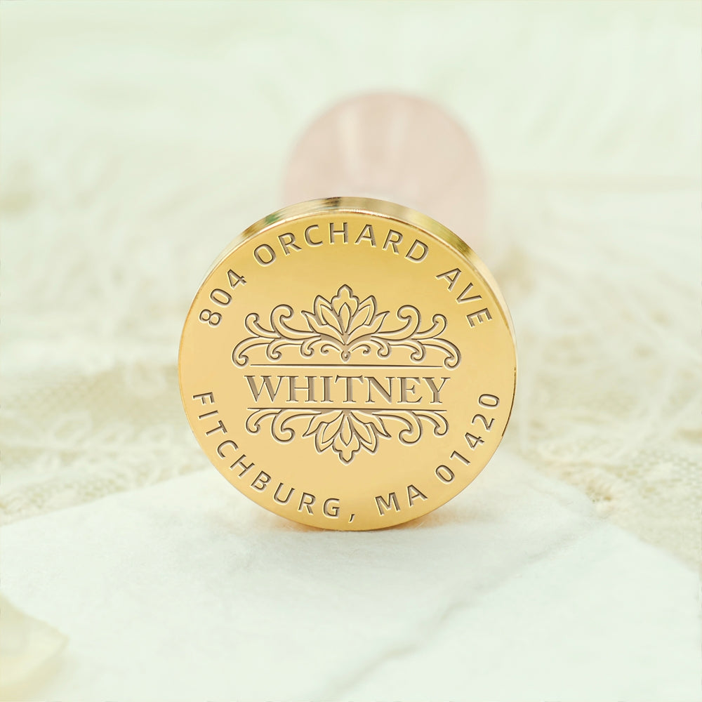 Custom Address Wax Seal Stamp with Name/ Initial - Style 15 15-3