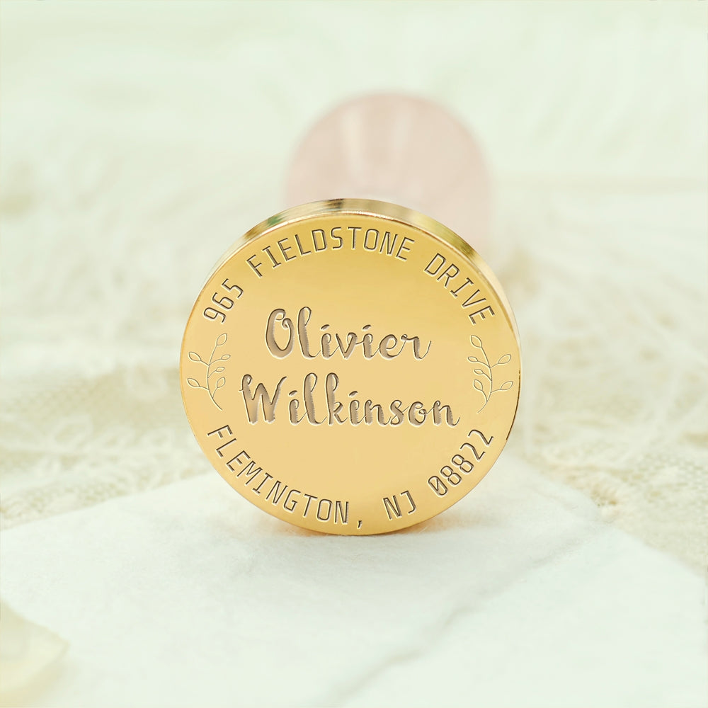 Custom Address Wax Seal Stamp with Name/ Initial - Style 17 17-3
