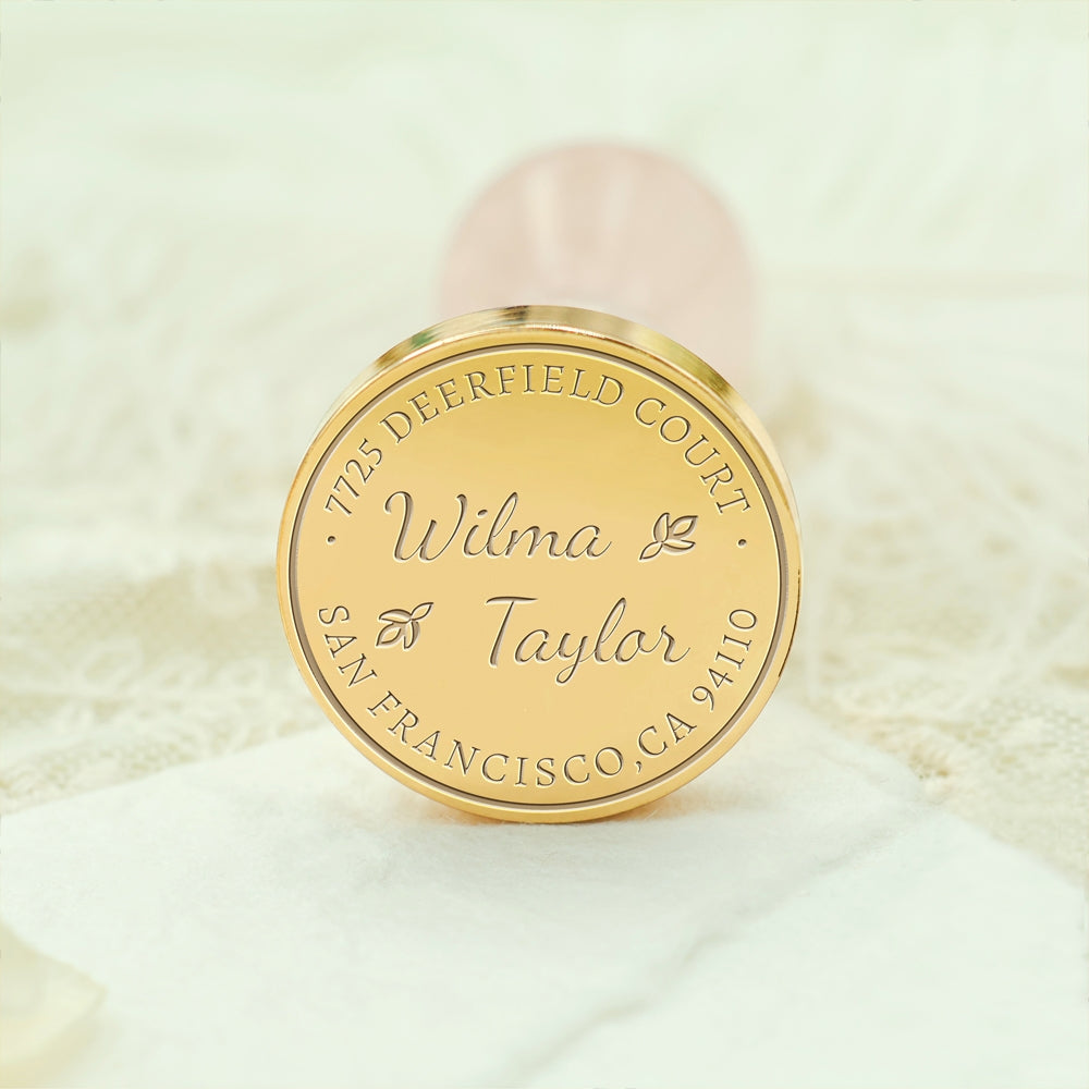 Custom Address Wax Seal Stamp with Name/ Initial - Style 18 18-3