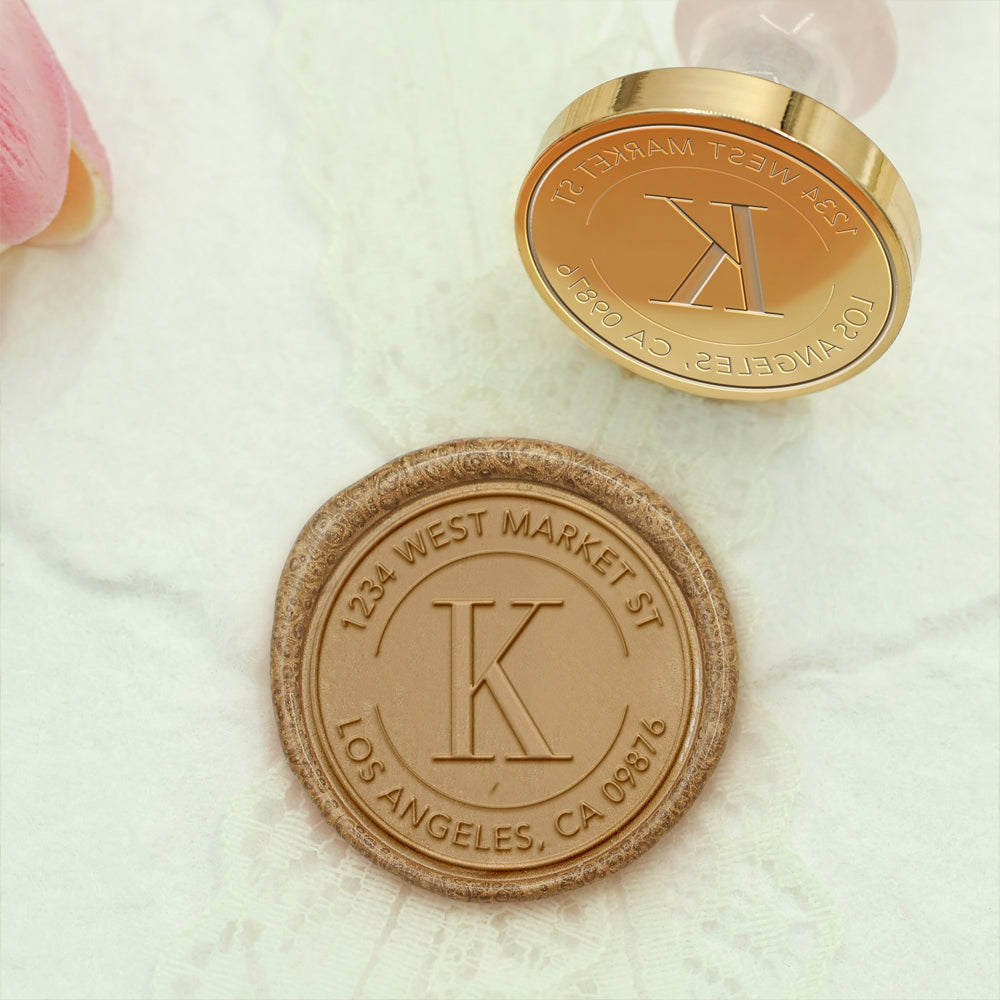 Custom Address Wax Seal Stamp with Name/ Initial - Style 26 26