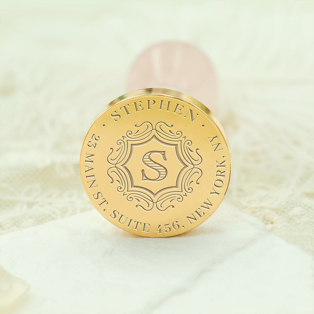 Custom Address Wax Seal Stamp with Name/ Initial - Style 4 4-3