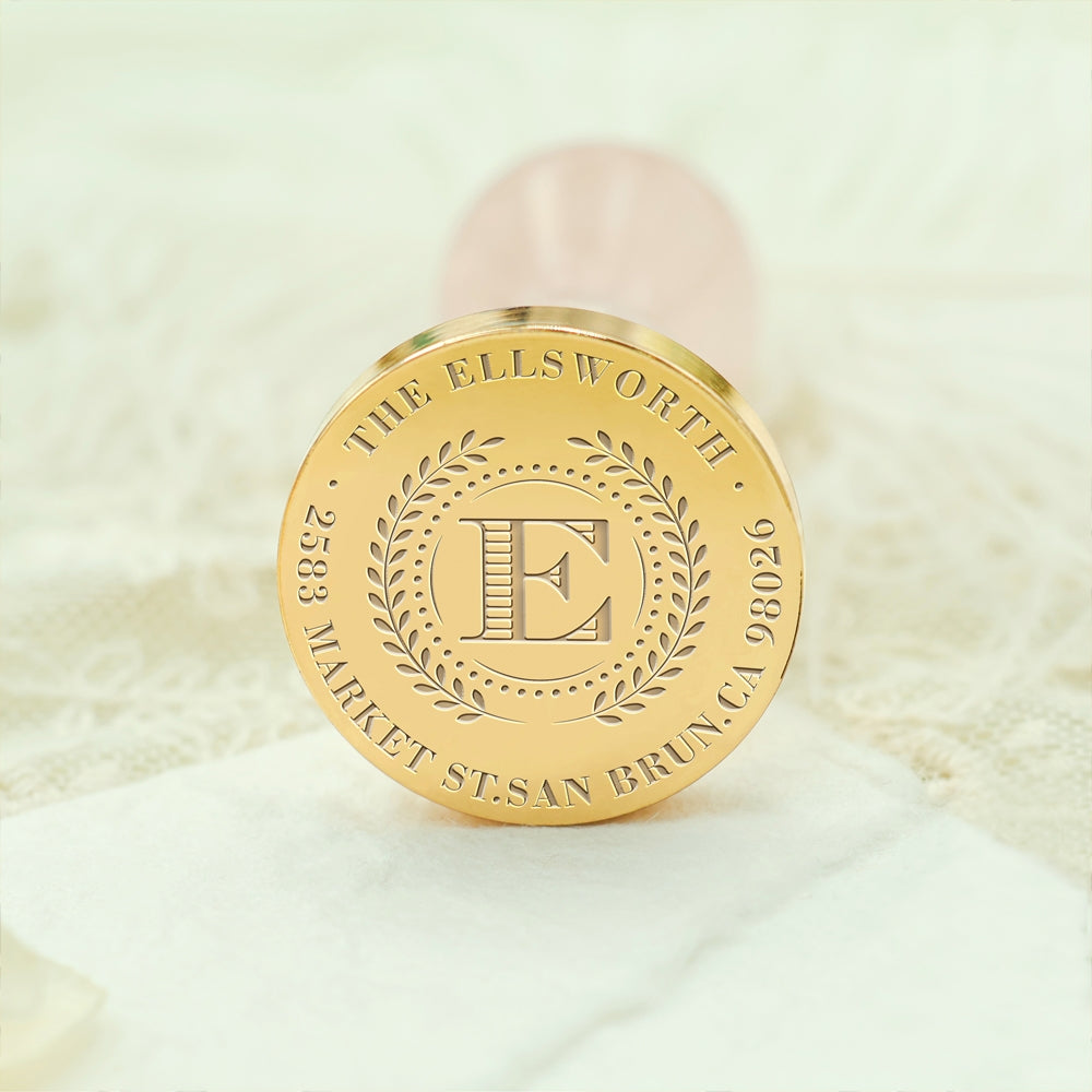 Custom Address Wax Seal Stamp with Name/ Initial - Style 5 5-3