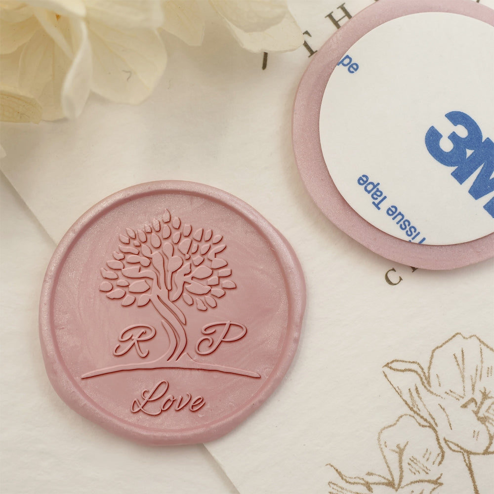Tree of Life Double Initials Wedding Custom Self-Adhesive Wax Seal Stickers-2