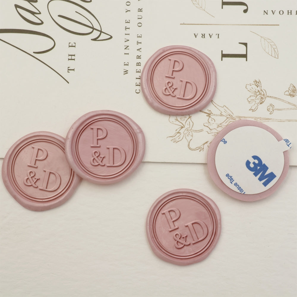 Simple Symbol Double Initials Wedding Custom Self-Adhesive Wax Seal Stickers-3