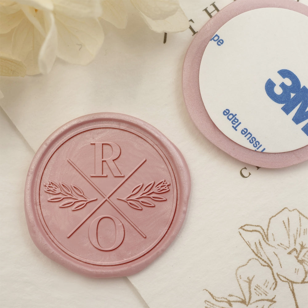 Tulip Double Initials Wedding Custom Self-Adhesive Wax Seal Stickers-2