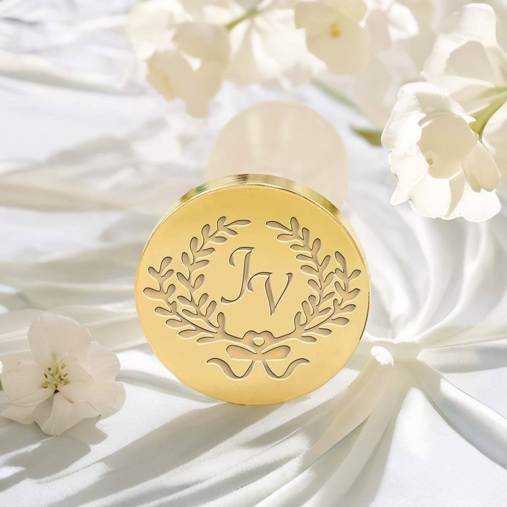 Leaf Garland Wedding Custom Wax Seal Stamp with Double Initials
