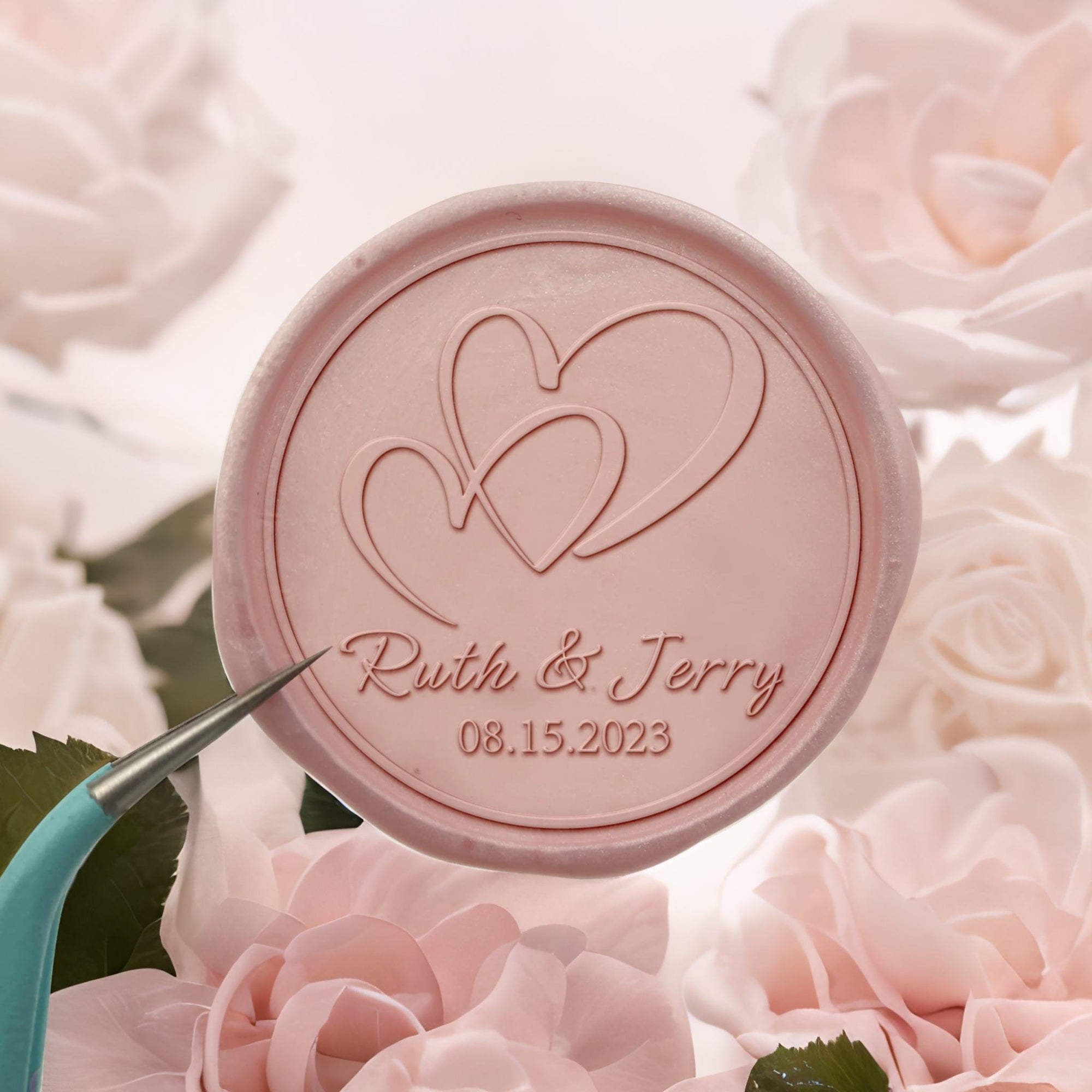 Loving Hearts Name Wedding Custom Self-Adhesive Wax Seal Stickers