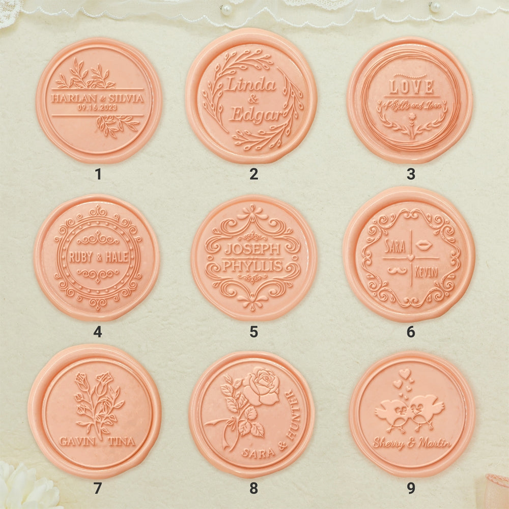 Name Wedding Custom Self-Adhesive Wax Seal Stickers (27 Designs) -1