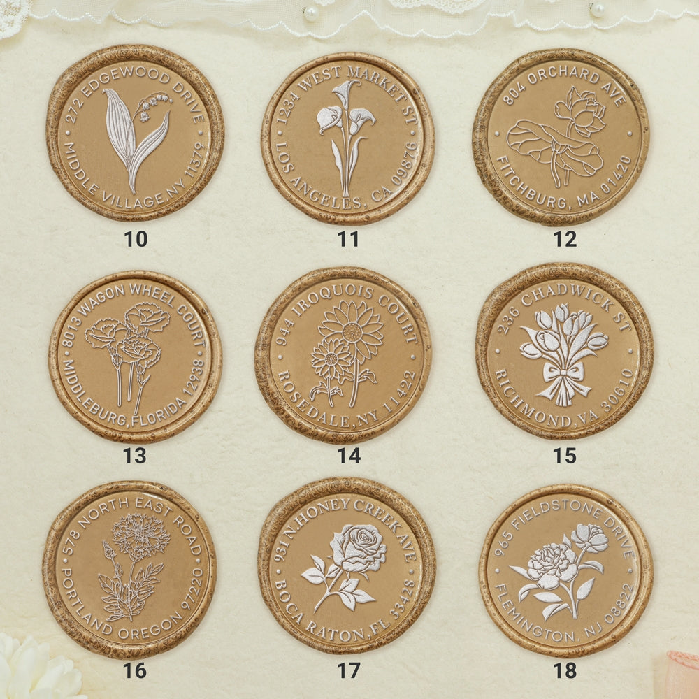 Natural Plant Custom Address Wax Seal Stamp (27 Designs)-sku2