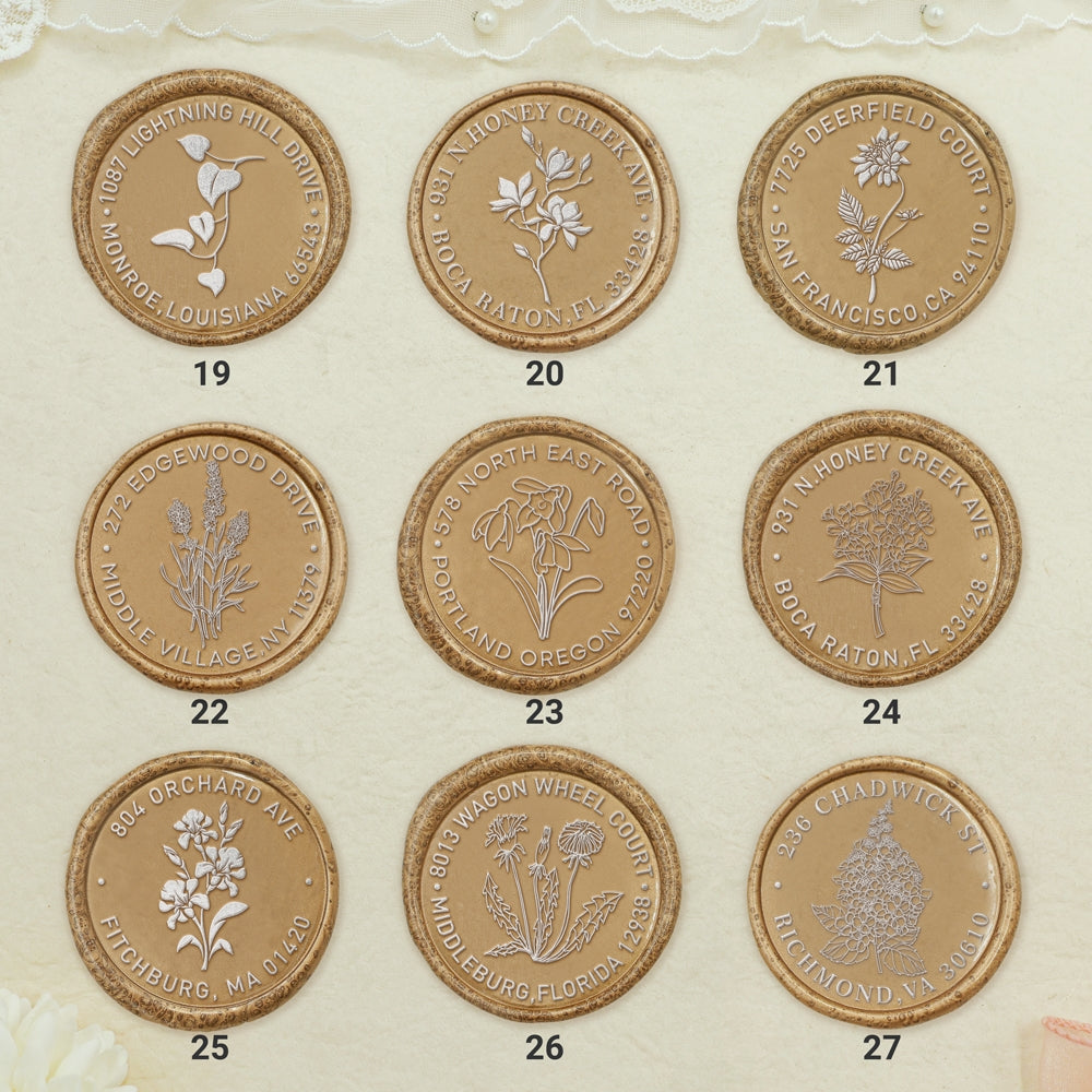 Natural Plant Custom Address Wax Seal Stamp (27 Designs)-sku3