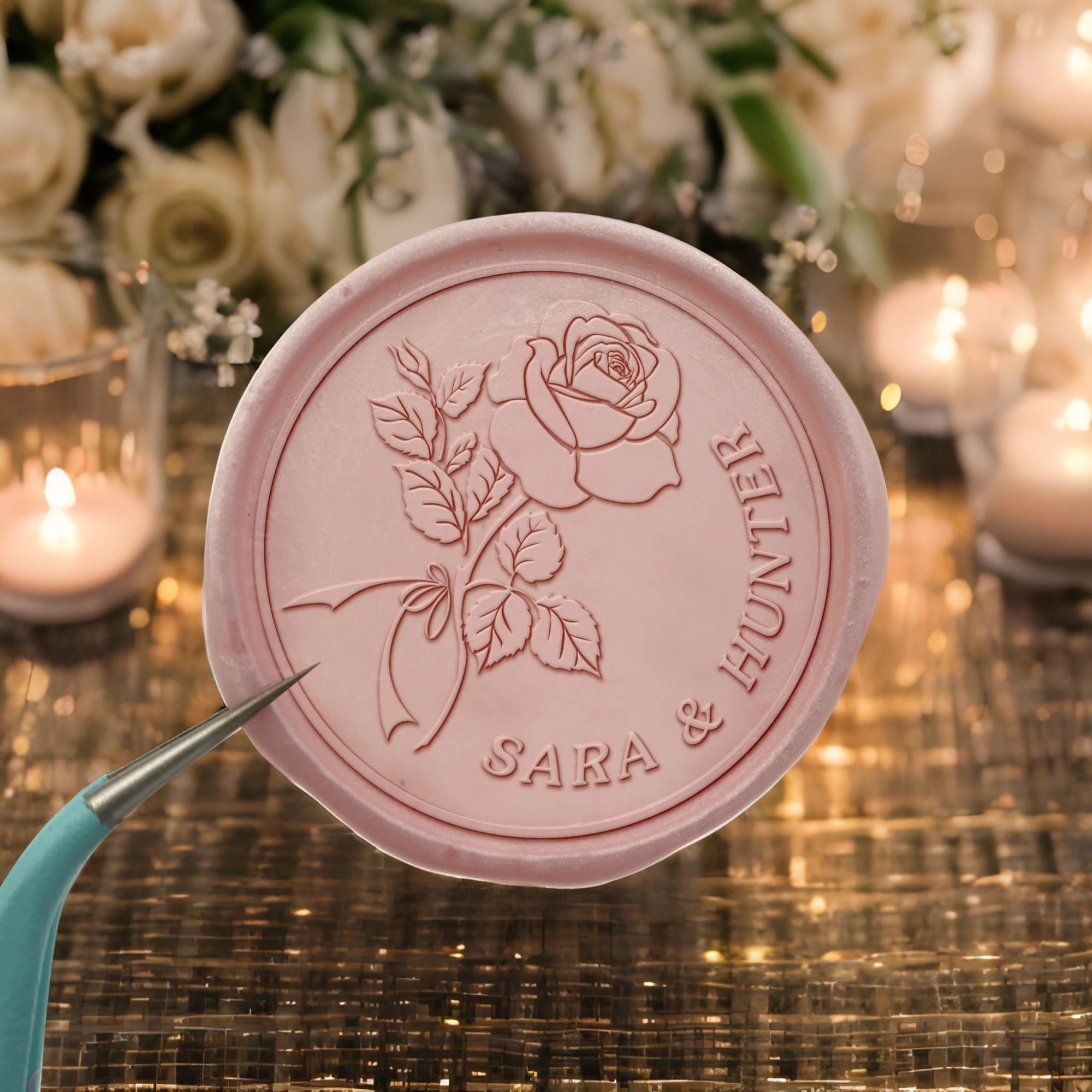 Rose Name Wedding Custom Self-Adhesive Wax Seal Stickers