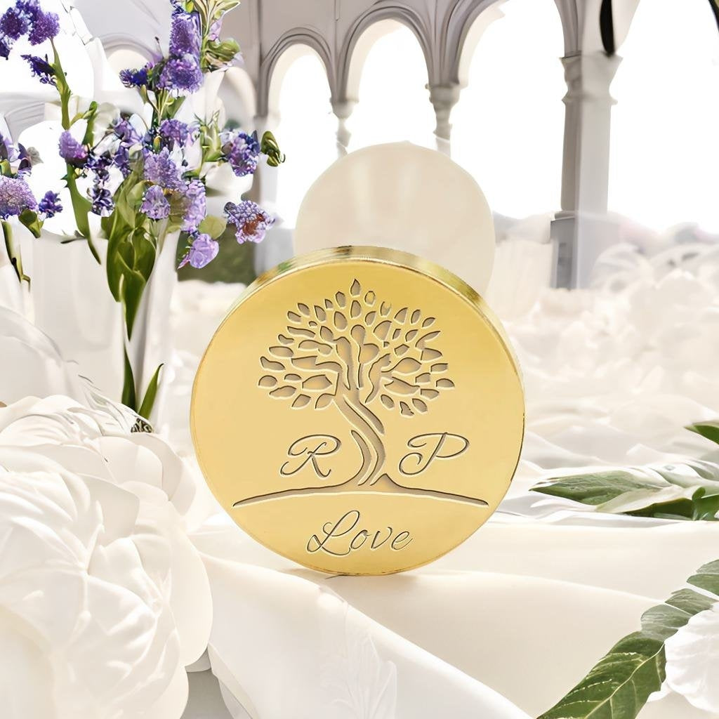 Tree of Life Wedding Custom Wax Seal Stamp with Double Initials-1