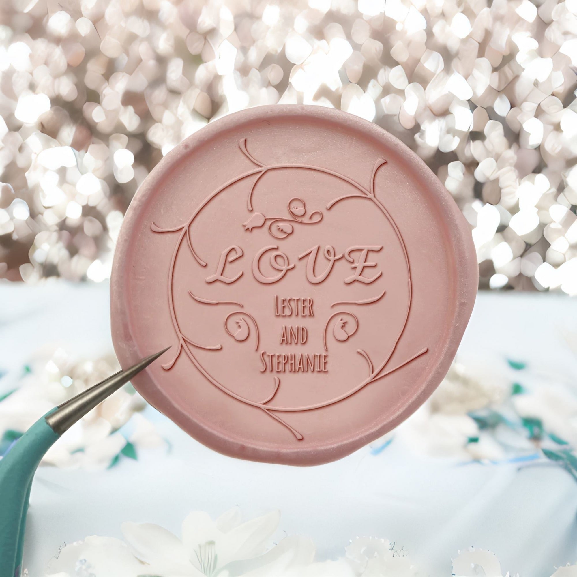 Twig Circle Name Wedding Custom Self-Adhesive Wax Seal Stickers