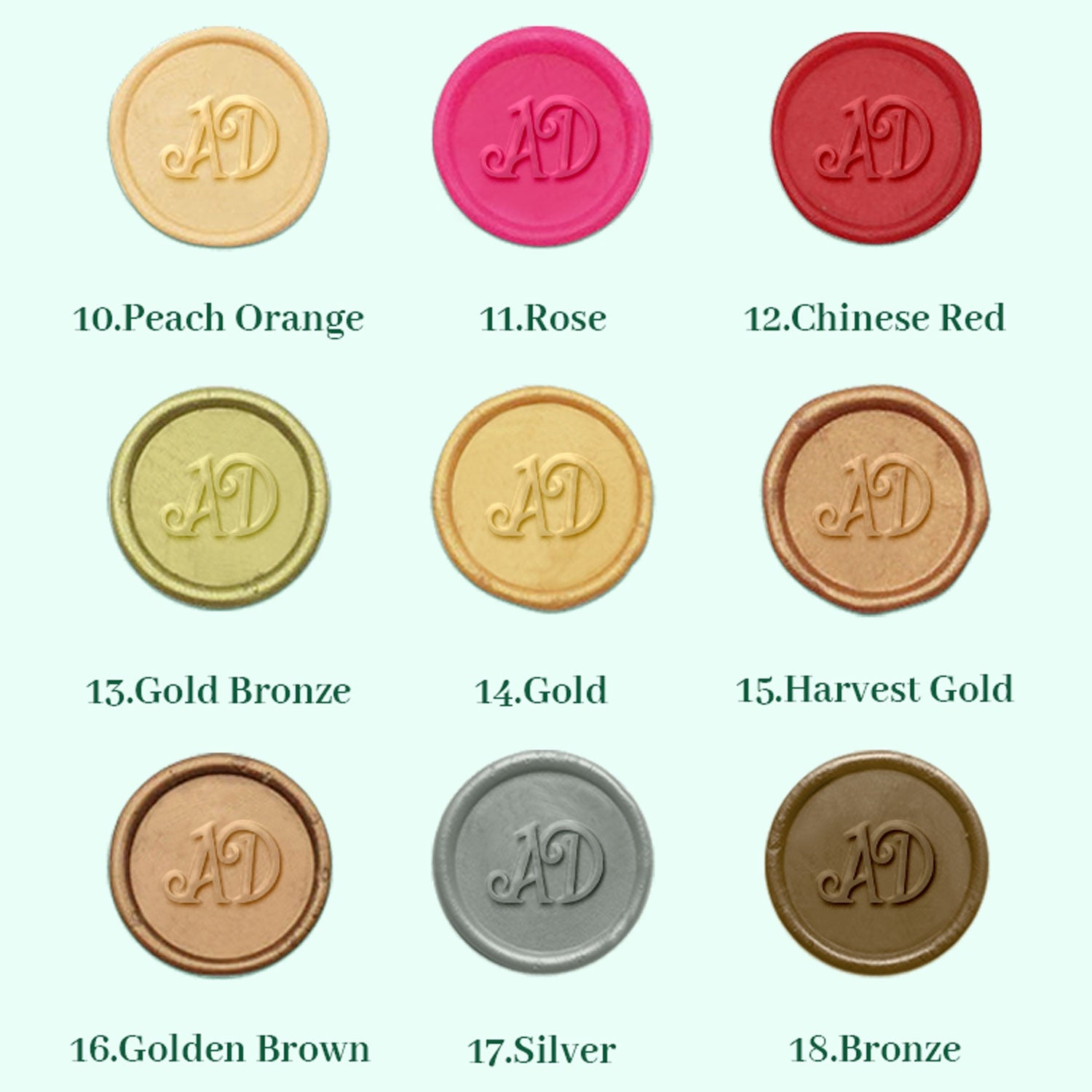 Ear of Wheat Double Initials Wedding Custom Self-Adhesive Wax Seal Stickers  - Personalized Elegance for Invitations, Favors, and More