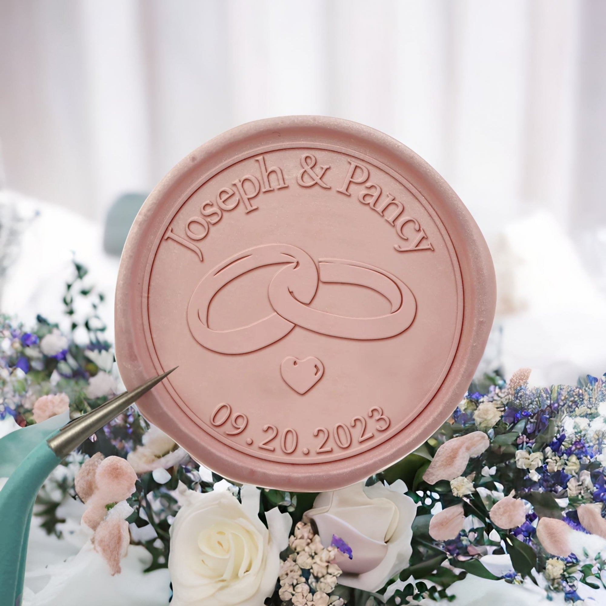 Wedding Ring Name Wedding Custom Self-Adhesive Wax Seal Stickers