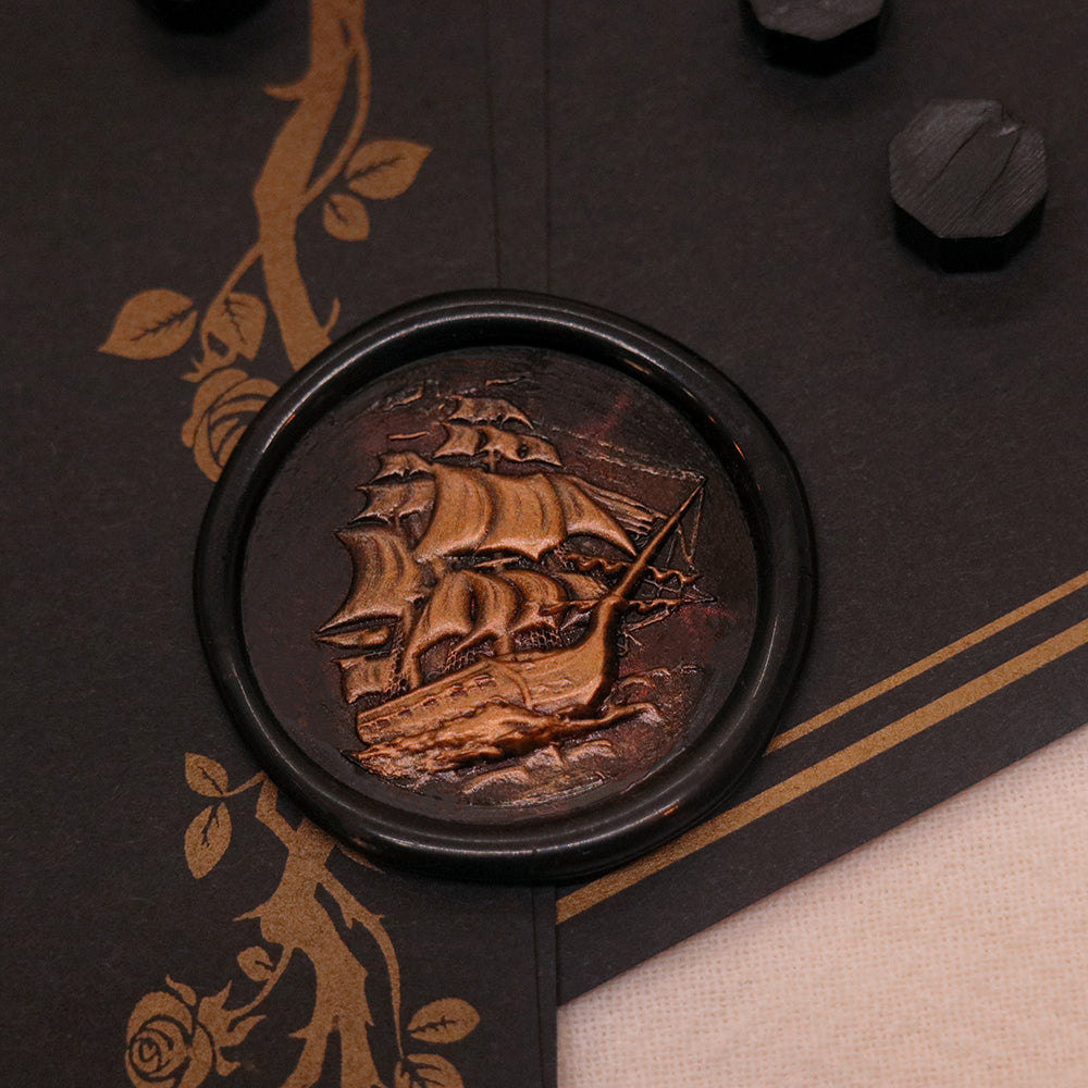 A relief sailboat wax seal stamp from AMZ Deco.