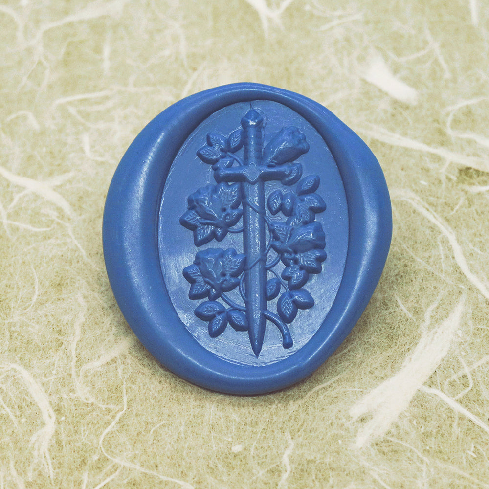 A 3D relief sword with roses wax seal stamp from AMZ Deco.