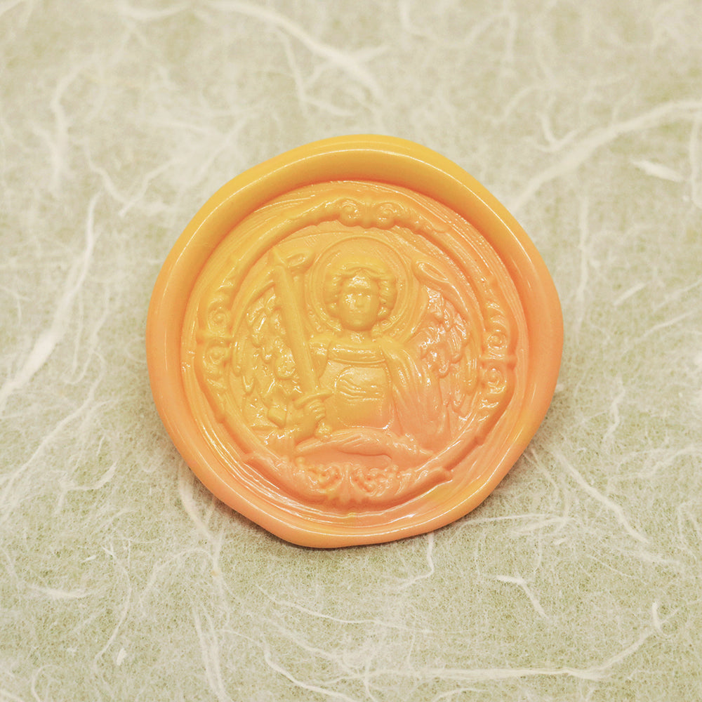 exquisite 3D relief archangel michael wax seal stamp from AMZ Deco.