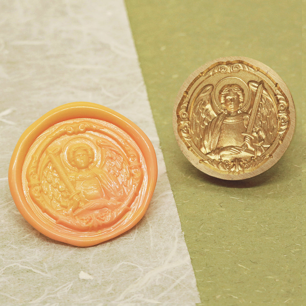 An 3D relief archangel michael wax seal stamp from AMZ Deco.