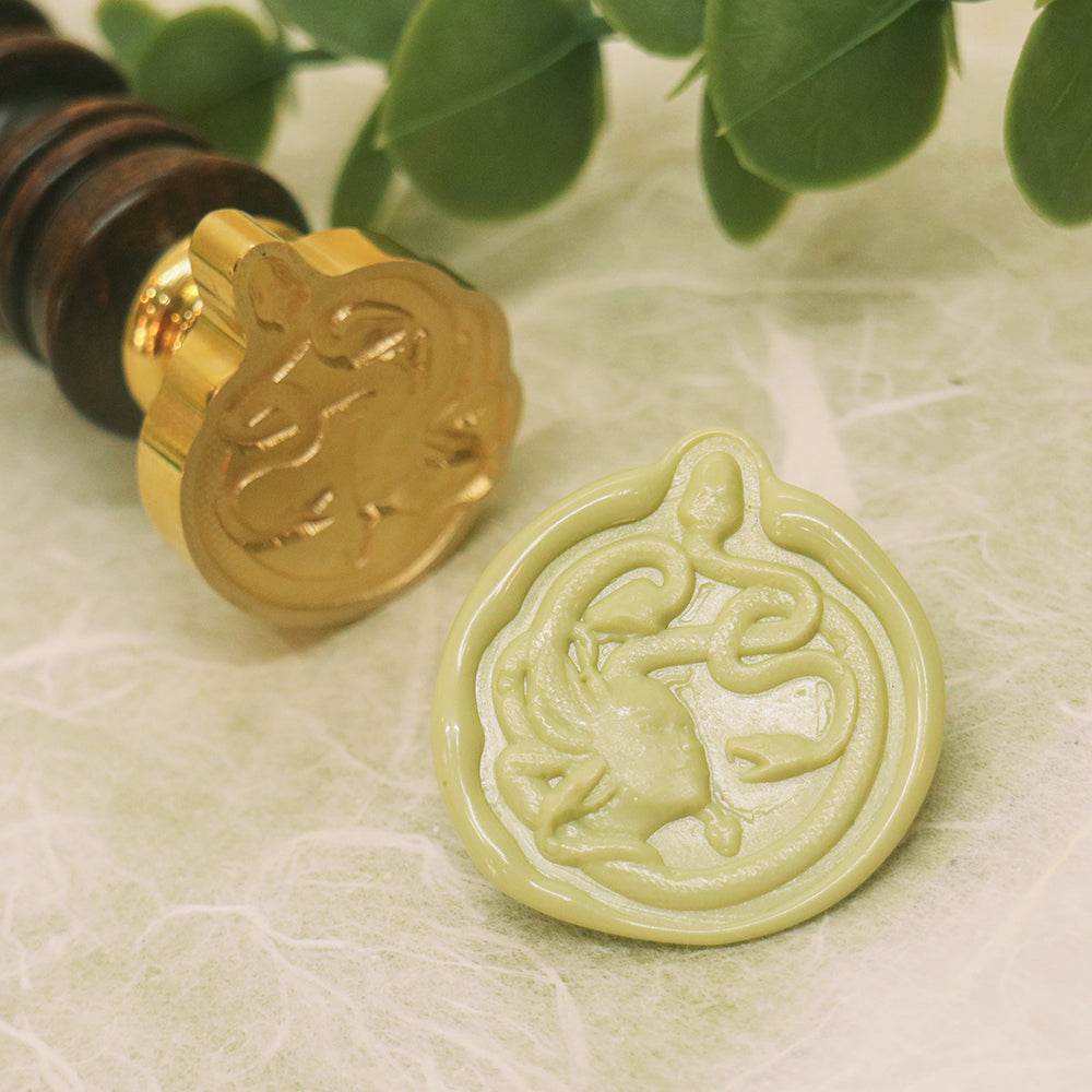 An exquisite relief medusa wax seal stamp from AMZ Deco.