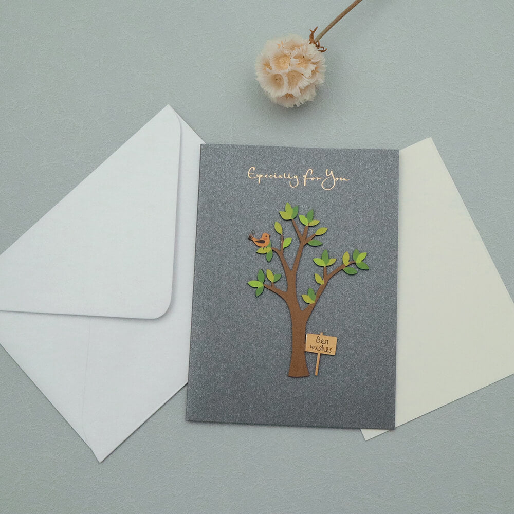 Tree Floral Wooden Trinket Card With Envelope