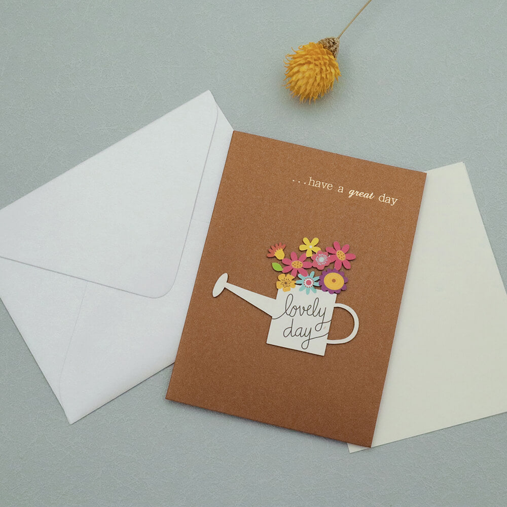 Watering Can Floral Wooden Trinket Card With Envelope