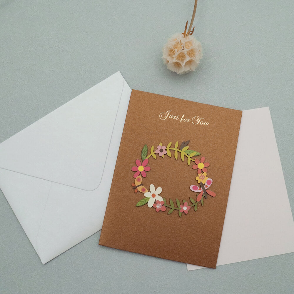 Wreath Tree Floral Wooden Trinket Card With Envelope
