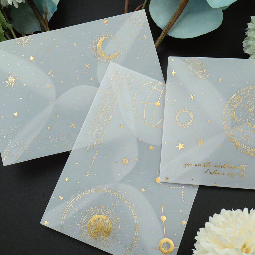 Gold Foiled Vellum Paper Envelope Set from AMZ Deco