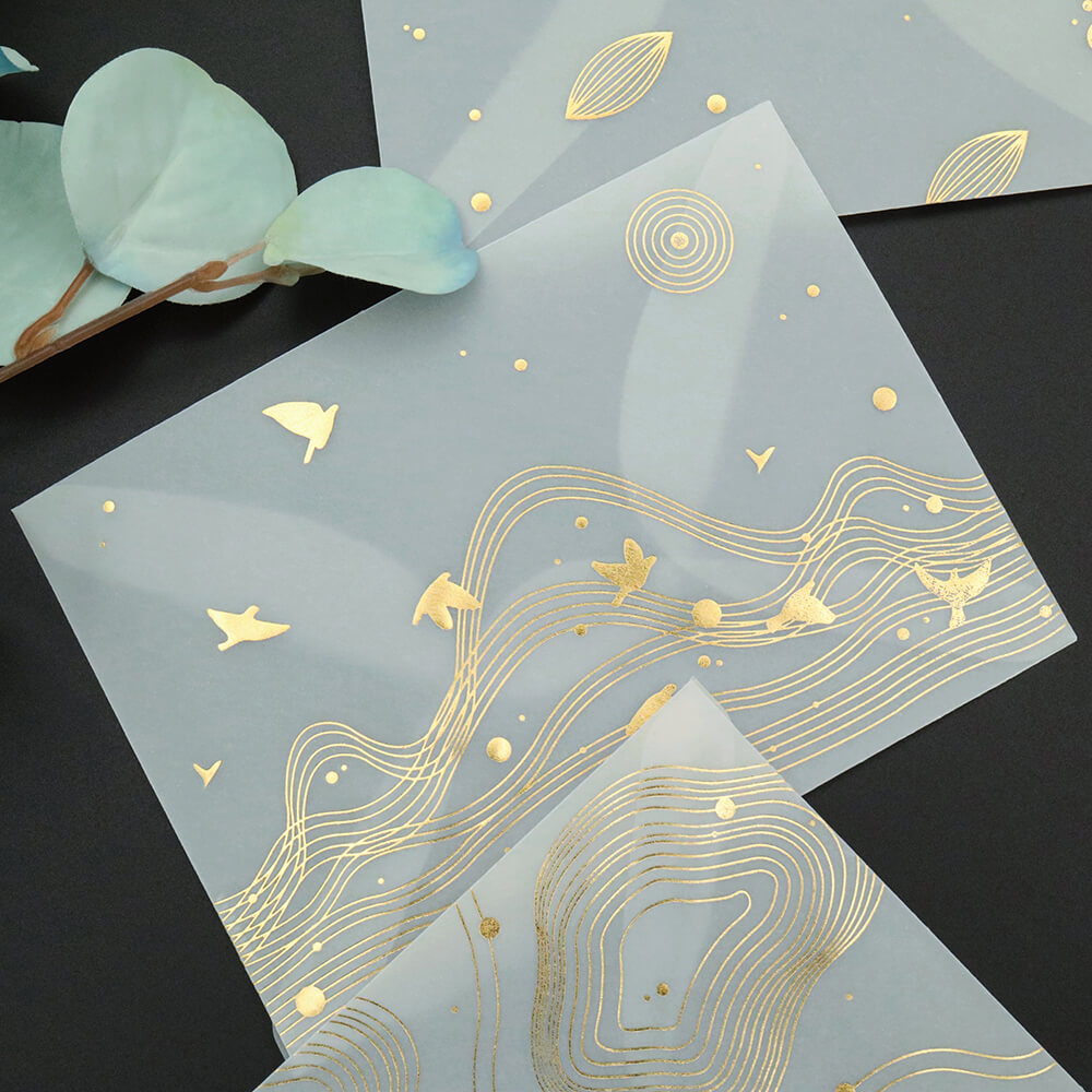 Glitter Gold Foiled Vellum Paper Envelope Set from AMZ Deco