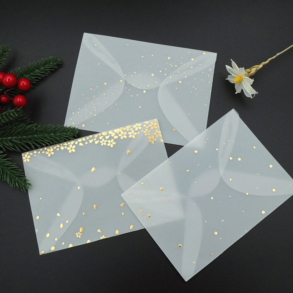 Transparent Gold Foiled Vellum Paper Envelope Set from AMZ Deco