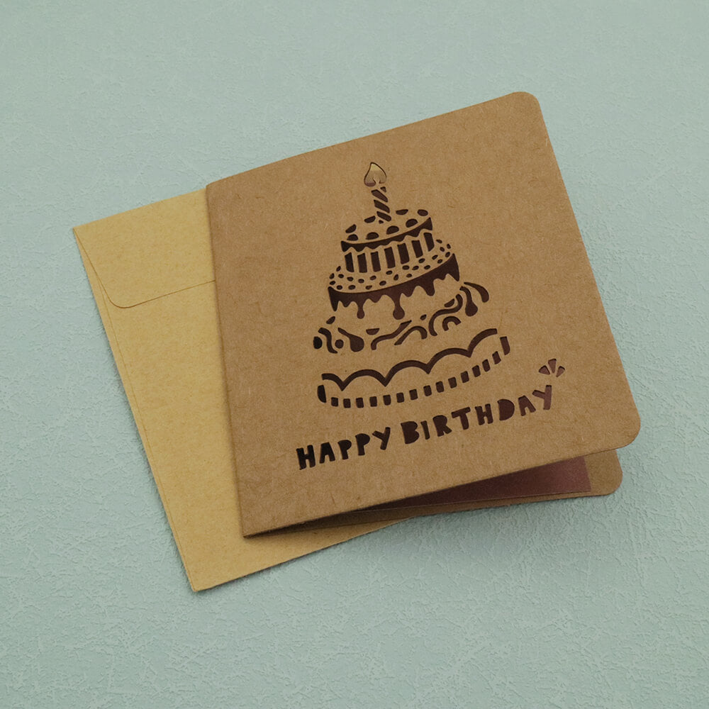 Birthday Cake Kraft Cutout Greeting Card