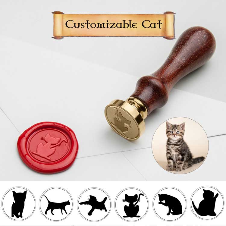 Cat Wax Seal Stamp with Custom Name