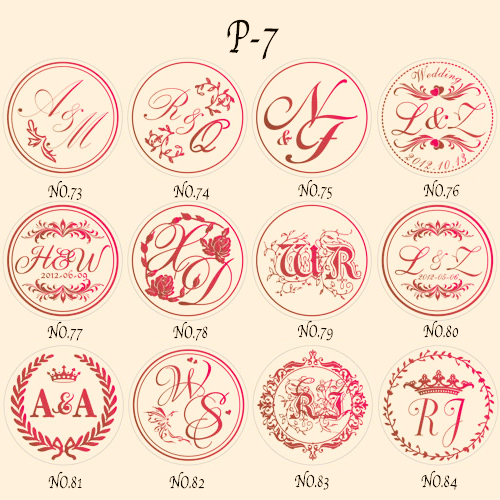 Self Adhesive Wax Seal Stickers - Wedding Custom Self Adhesive Wax Seal Sticker with Double initials / Couple's Names (84 Designs)