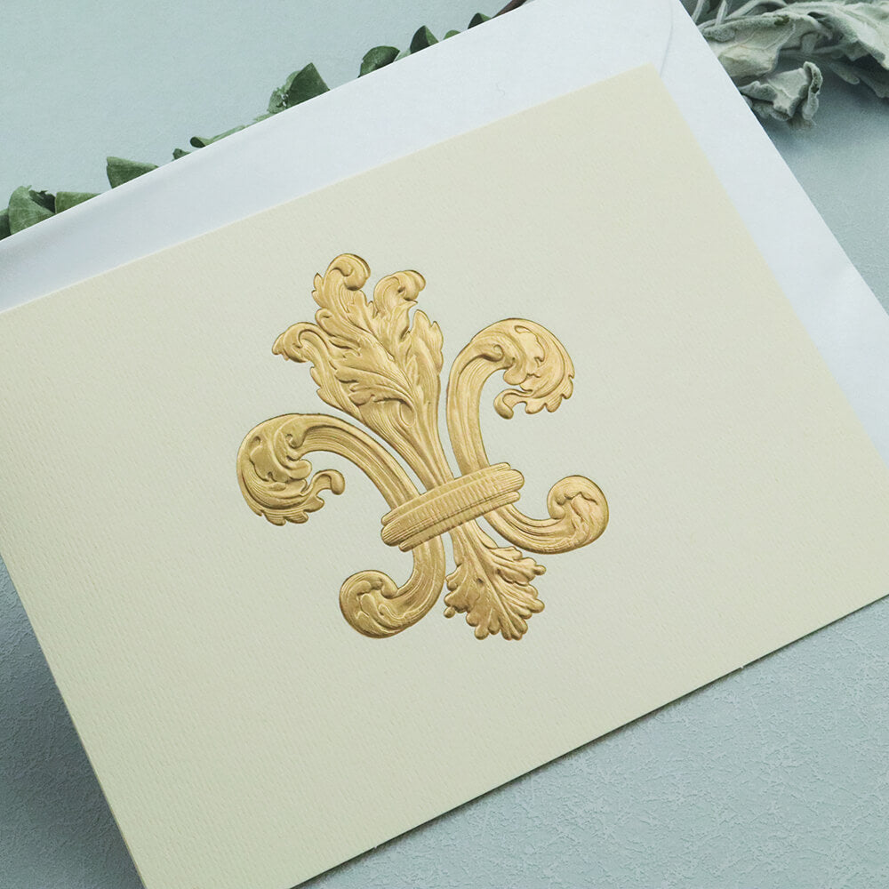 Fleur-de-lis Embossed Gold Foil Greeting Card with Envelope from AMZ Deco