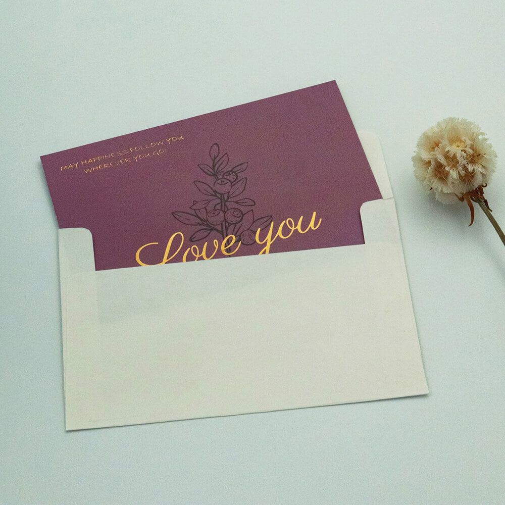 Love You Gold Foil Morandi Color Greeting Card with Envelope by AMZ Deco