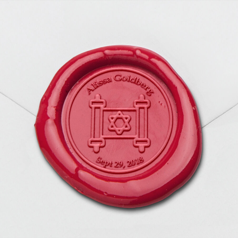 Customizable Symbols & Holidays Wax Seal Stamp - Bat Mitzvah Torah