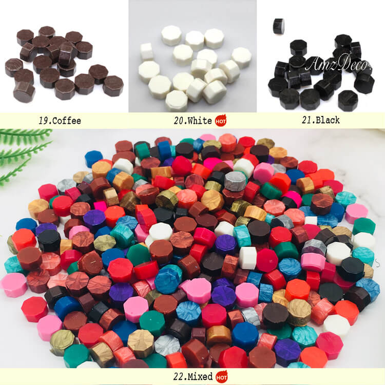 Sealing Wax Beads Set 260 Pieces Wax Beads for Stamp Seals Octagon Wax Seal  Stamp Particles Kit in a Plastic Box 10 Grids 10 Colors Seal Wax Pellets