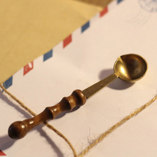 PATIKIL Cucchiaio Per Ceralacca In Ottone Con Manico In Legno – 10,5cm, Verde, Per Sigilli E Inviti