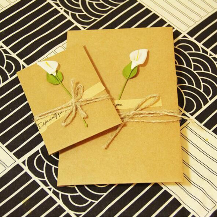 Calla Lily Silk Flower Kraft Greeting Card with Envelope