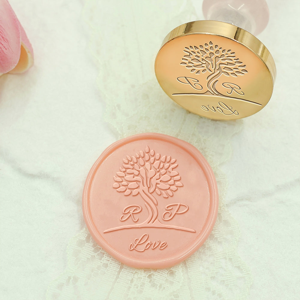 Tree of Life Wedding Custom Wax Seal Stamp with Double Initials-2