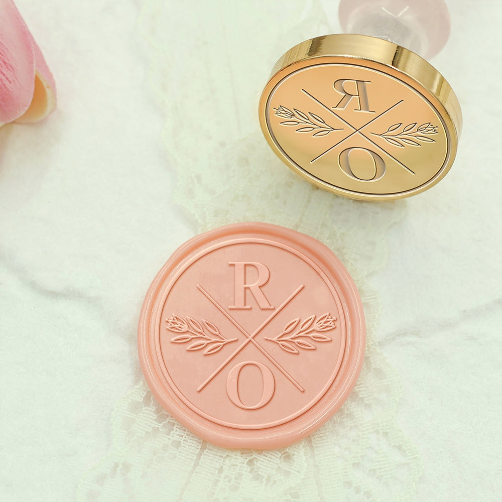 Tulip Wedding Custom Wax Seal Stamp with Double Initials-1