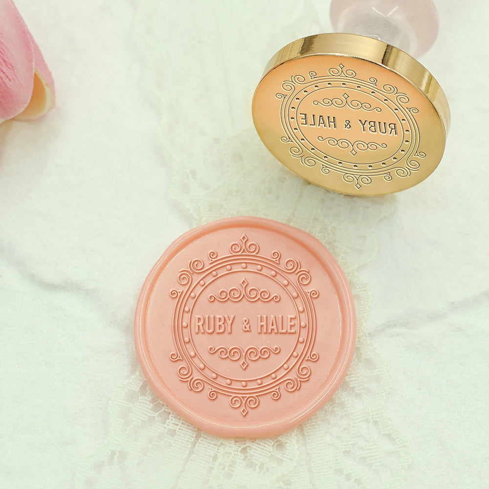 Pocket Watch Wedding Custom Wax Seal Stamp with Couple's Names-1